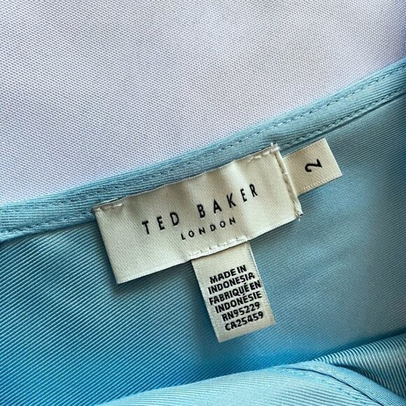 NWOT TED BAKER THE RUBIEZ DOUBLE LAYER EFFECT SLEEVELESS TOP IN SKY-BLUE - M (2) - Picture 6 of 9